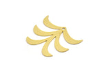 Brass Leaf Charm, 6 Raw Brass Leaf Charms With 1 Hole, Findings (24x29.5x0.60mm) A4335