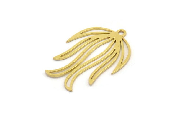 Brass Leaf Charm, 12 Raw Brass Leaf Charms With 1 Loop, Findings (27x19x0.60mm) A4332