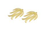 Brass Leaf Charm, 8 Raw Brass Leaf Charms With 1 Loop, Findings (32x22x0.60mm) A4331