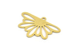 Brass Flower Charm, 12 Raw Brass Flower Shaped Charms With 1 Loop, Findings (18x28x0.60mm) A4340