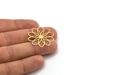 Brass Flower Charm, 8 Raw Brass Flower Shaped Charms, Charm Pendants, Earring Findings (30x29x0.60mm) A4345
