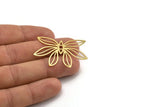 Brass Butterfly Charm, 6 Raw Brass Butterfly Shaped Charms, Earring Findings (30x43x0.60mm) A4342
