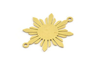Brass Sun Connector, 8 Raw Brass Sun Shaped Connectors With 2 Loops, Charm Pendants (28x24x0.60mm) A4346