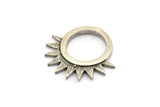 Silver Sun Charm, 2 Antique Silver Plated Brass Sunshine Charms, Pendants, Findings (22x20x1.5mm) N1292