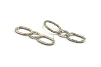 Silver Chain Earring, 2 Antique Silver Plated Brass Soldered Chain Stud Earrings N0919