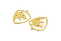 Brass Leopard Charm, 12 Raw Brass Leopard Charms With 1 Loop (24x20x0.60mm) A4351