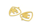 Brass Leopard Charm, 12 Raw Brass Leopard Charms With 1 Loop (24x20x0.60mm) A4351