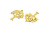 Brass Tree Charm, 12 Raw Brass Tree Shaped Charms With 1 Loop, Pendant, Earring Findings, Brass Tree Of Life (22x18x0.60mm) A4367