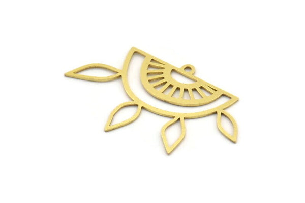 Brass Sun Charm, 12 Raw Brass Ethnic Sun Charms With 1 Loop, Charm Pendants (24x39x0.60mm) A4366