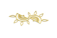 Brass Sun Charm, 12 Raw Brass Ethnic Sun Charms With 1 Loop, Charm Pendants (24x39x0.60mm) A4366