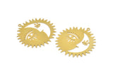Moon and Sun, 2 Raw Brass, Brass Moon, Brass Sun, Charm Pendant, Brass Pendant, Brass Charm With 1 Loop (40x0.60mm) A4624