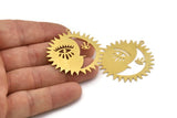 Moon and Sun, 2 Raw Brass, Brass Moon, Brass Sun, Charm Pendant, Brass Pendant, Brass Charm With 1 Loop (40x0.60mm) A4624