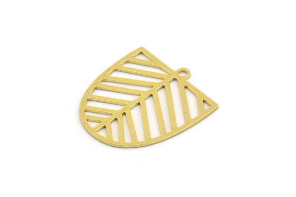 Brass D Shaped Charm, 6 Raw Brass D Shaped Charms With 1 Loop, Earrings, Findings (28x25x0.60mm) A4409