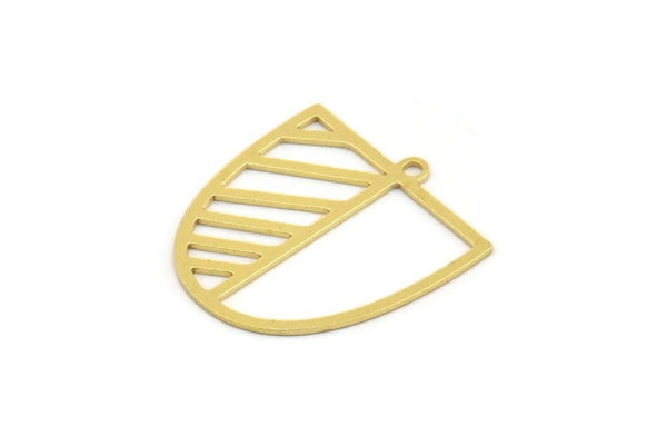 Brass D Shaped Charm, 12 Raw Brass D Shaped Charms With 1 Loop, Earrings, Findings (24x22x0.60mm) A4399