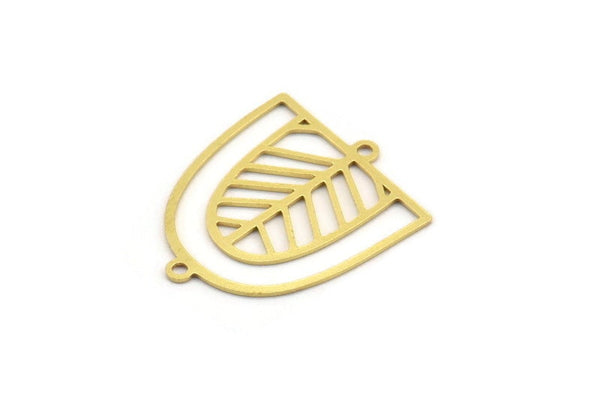 Brass D Shaped Charm, 10 Raw Brass D Shaped Charms With 2 Loops, Earrings, Connector Findings (26x22x0.60mm) A4413