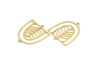 Brass D Shaped Charm, 10 Raw Brass D Shaped Charms With 2 Loops, Earrings, Connector Findings (26x22x0.60mm) A4413