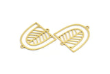 Brass D Shaped Charm, 10 Raw Brass D Shaped Charms With 2 Loops, Earrings, Connector Findings (26x22x0.60mm) A4413