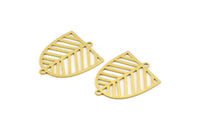Brass D Shaped Charm, 12 Raw Brass D Shaped Charms With 2 Loops, Earrings, Connector Findings (22x17.5x0.60mm) A4408