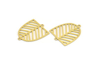 Brass D Shaped Charm, 12 Raw Brass D Shaped Charms With 2 Loops, Earrings, Connector Findings (22x17.5x0.60mm) A4408