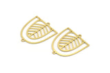 Brass D Shaped Charm, 8 Raw Brass D Shaped Charms With 2 Loops, Earrings, Connector Findings (30x26.5x0.60mm) A4412