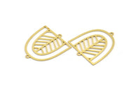 Brass D Shaped Charm, 8 Raw Brass D Shaped Charms With 2 Loops, Earrings, Connector Findings (30x26.5x0.60mm) A4412