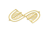 Brass D Shaped Charm, 8 Raw Brass D Shaped Charms With 2 Loops, Earrings, Connector Findings (30x26.5x0.60mm) A4412