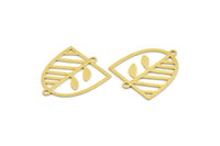 Brass D Shaped Charm, 10 Raw Brass D Shaped Charms With 2 Loops, Earrings, Connector Findings (24x20x0.60mm) A4404