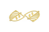 Brass D Shaped Charm, 10 Raw Brass D Shaped Charms With 2 Loops, Earrings, Connector Findings (24x20x0.60mm) A4404