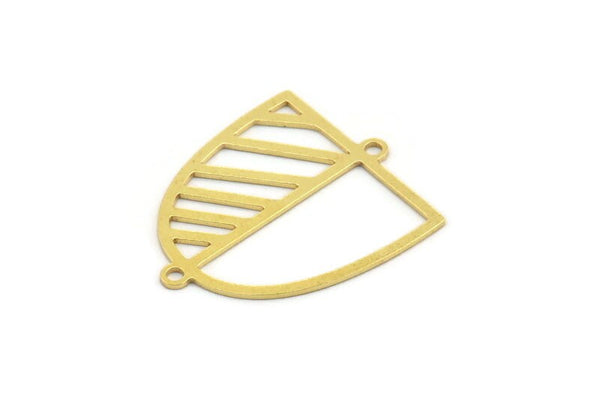 Brass D Shaped Charm, 10 Raw Brass D Shaped Charms With 2 Loops, Earrings, Connector Findings (26x22x0.60mm) A4398