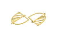 Brass D Shaped Charm, 10 Raw Brass D Shaped Charms With 2 Loops, Earrings, Connector Findings (26x22x0.60mm) A4398