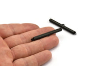 Black Slide On End, 6 Oxidized Black Brass Slide On End Clasps for Seed Beads, Findings, Bracelets (40x4mm) BS 2120
