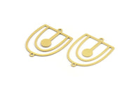 Brass D Shaped Charm, 12 Raw Brass D Shaped Charms With 2 Loops, Earrings, Connector Findings (28x22x0.60mm) A4378