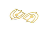 Brass D Shaped Charm, 12 Raw Brass D Shaped Charms With 2 Loops, Earrings, Connector Findings (28x22x0.60mm) A4378