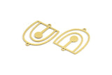 Brass D Shaped Charm, 12 Raw Brass D Shaped Charms With 2 Loops, Earrings, Connector Findings (28x22x0.60mm) A4378
