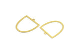 Brass D Shaped Charm, 24 Raw Brass D Shaped Charms With 1 Loop, Earrings, Findings (26x23x0.60mm) A4419