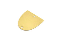 Brass D Shaped Charm, 6 Raw Brass D Shaped Charms With 2 Holes, Earrings, Connector Findings (21x19.5x0.60mm) A4395