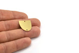 Brass D Shaped Charm, 6 Raw Brass D Shaped Charms With 2 Holes, Earrings, Connector Findings (21x19.5x0.60mm) A4395