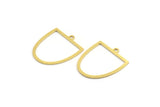 Brass D Shaped Charm, 24 Raw Brass D Shaped Charms With 1 Loop, Earrings, Findings (22x19x0.60mm) A4422