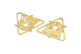 Brass Leopard Charm, 6 Raw Brass Leopard Charms With 1 Loop (32x33.5x0.60mm) A4375