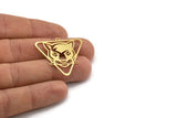 Brass Leopard Charm, 6 Raw Brass Leopard Charms With 1 Loop (32x33.5x0.60mm) A4375