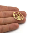 Brass Bird Charm, 8 Raw Brass Bird Patterned Oval Shaped Charms With 1 Loop (30x21x0.60mm) A4371