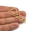 Brass Triangle Charm, 8 Raw Brass Triangle Shaped Charms With 3 Loops (57x24x0.60mm) A4385
