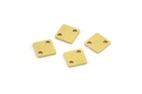 Pirinç Kare Charm, 2 Delikli 50 Küçük Kare Şekilli Ham Pirinç Charm, Bağlantı Parçaları (6x0,80 mm) A4372