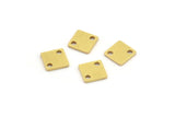 Pirinç Kare Charm, 2 Delikli 50 Küçük Kare Şekilli Ham Pirinç Charm, Bağlantı Parçaları (6x0,80 mm) A4372