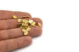 Pirinç Kare Charm, 2 Delikli 50 Küçük Kare Şekilli Ham Pirinç Charm, Bağlantı Parçaları (6x0,80 mm) A4372