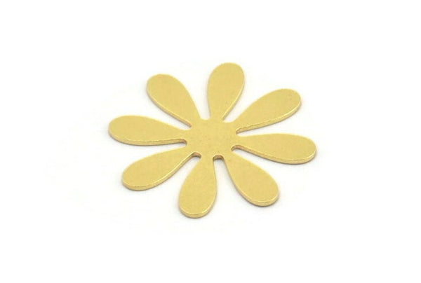 Brass Flower Blank, 8 Raw Brass Flower Shaped Blanks (23x22x0.60mm) A4394