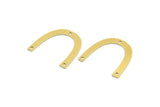 Brass Charm, 12 Raw Brass, Brass Pendants, Charm Pendants, U Shaped Charms, Brass Semi Circle Charms With 3 Holes (23x3.5x0.60mm) A4388