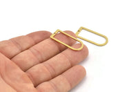 D Shape Rings - 12 Raw Brass D Shape Connectors, Rings  (30x13x1mm) BS 1730