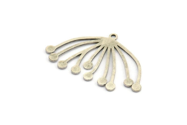 Silver Dandelion Charm, 8 Antique Silver Plated Brass Taraxacum Charms With 1 Loop (33x20x0.60mm) A3161 H1004