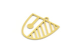 Brass D Shaped Charm, 12 Raw Brass D Shaped Charms With 1 Loop, Earrings, Findings (21x20x0.60mm) A4432